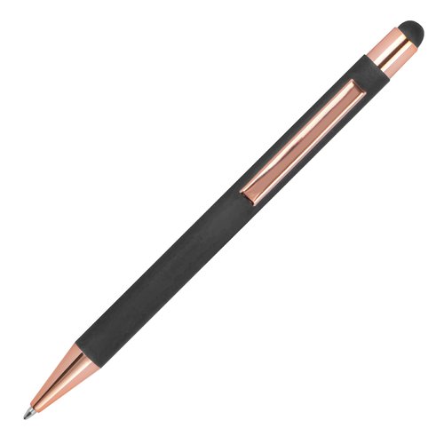 Anthracite ballpoint pen with touch pen and clip.