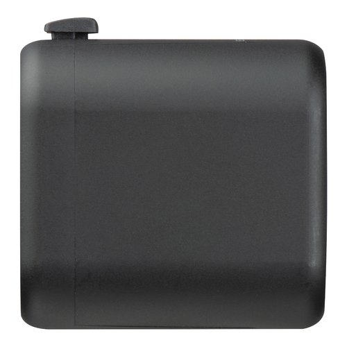 Black travel adapter with plug.