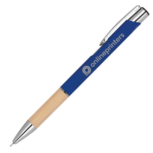 Blue recycled gel pen with push button.