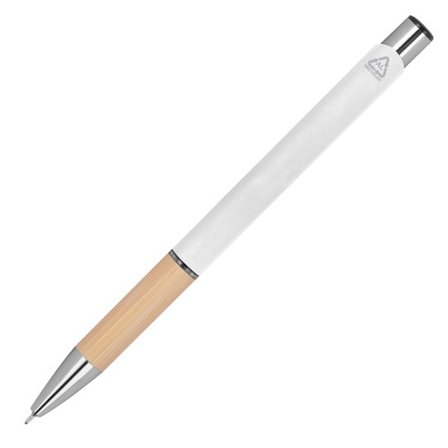White recycled gel pen with push mechanism.