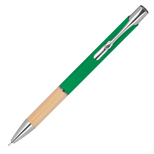 Green recycled gel pen with clip.