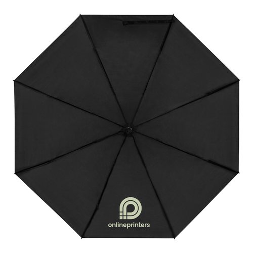 Black RPET pocket umbrella with manual opening mechanism.