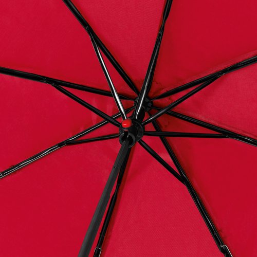 Red RPET pocket umbrella with canopy and frame.