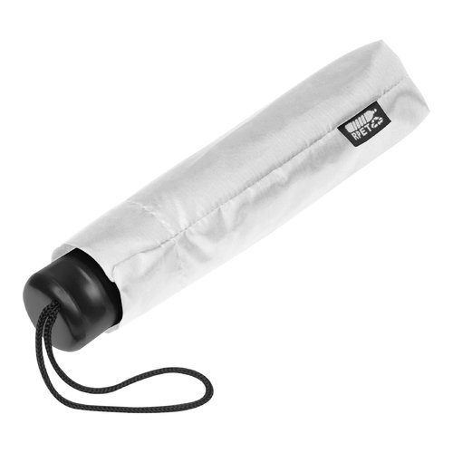 White RPET pocket umbrella with carrying cord.
