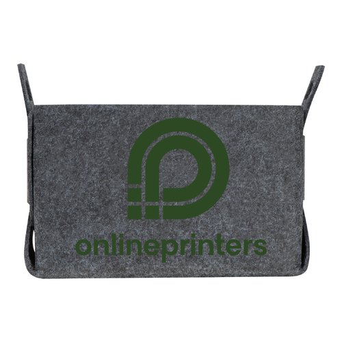 Gray RPET folding basket with carrying handles.