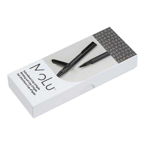 Black writing set with ballpoint pen and fineliner.