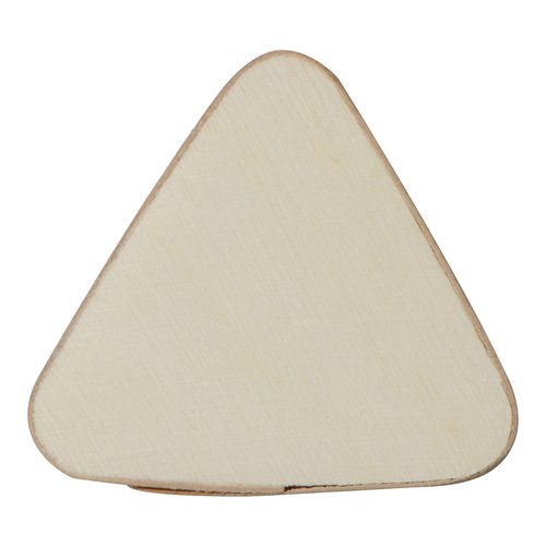 Beige wooden writing set with a triangular shape.