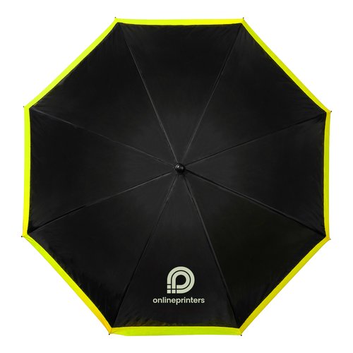 Black umbrella with colored edge and automatic function.