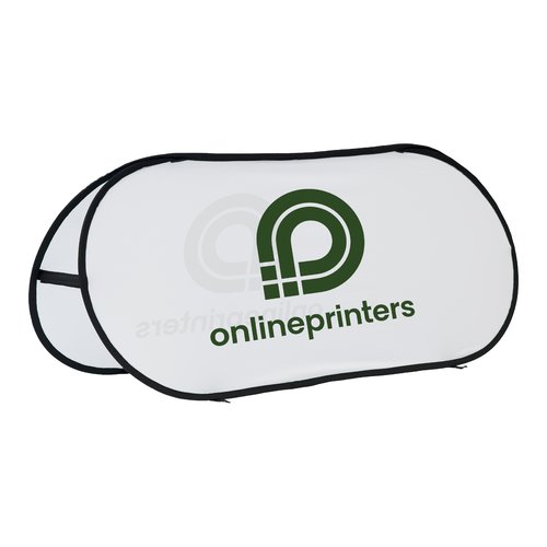 White textile beach banner in horizontal orientation.