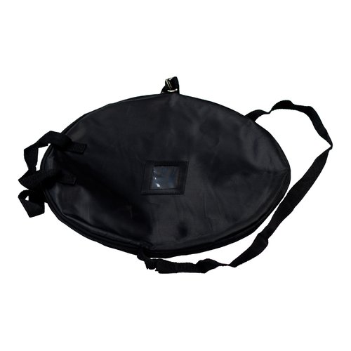 Black beach banner with pop-out function and carrying bag.