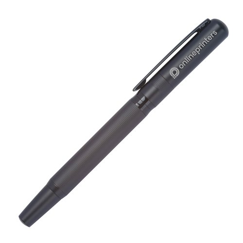 Black writing set with ballpoint pen and accessories.