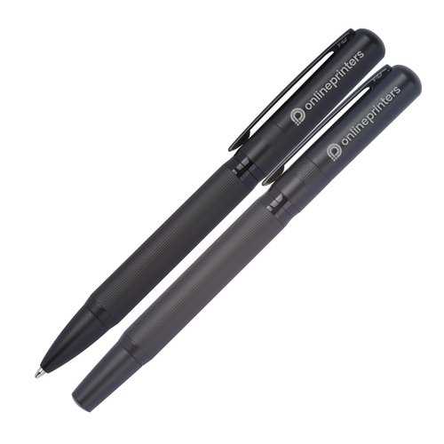 Black writing set with ballpoint pen and case.