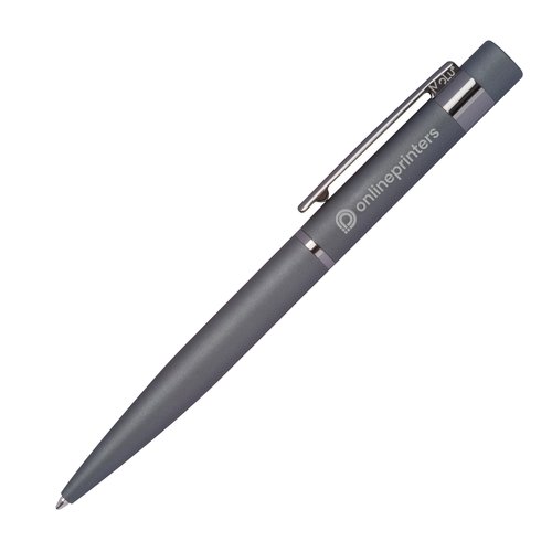 Anthracite metal writing set including ballpoint pen and case.