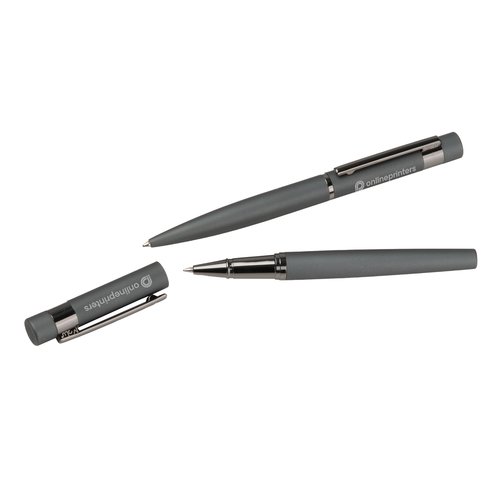 Anthracite writing set with ballpoint pen and rollerball.