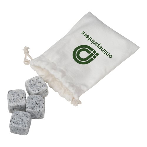 Gray stone ice cubes with cotton bag.
