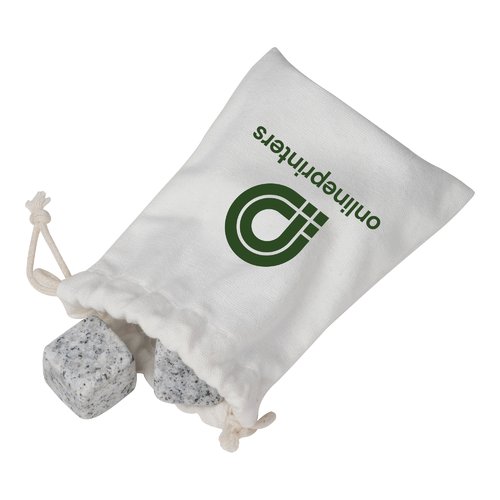 Gray stone ice cubes with cotton bag.