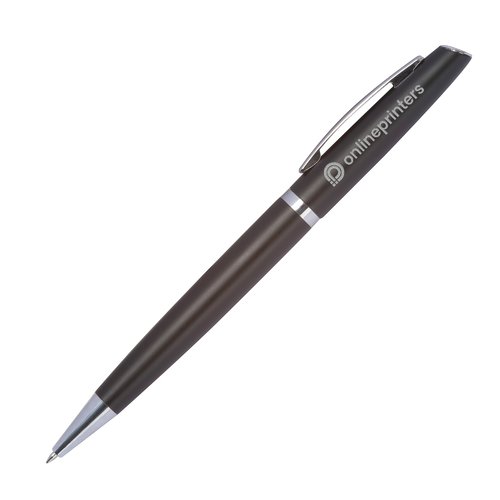 Black writing set made of recycled aluminum with ballpoint pen and case.