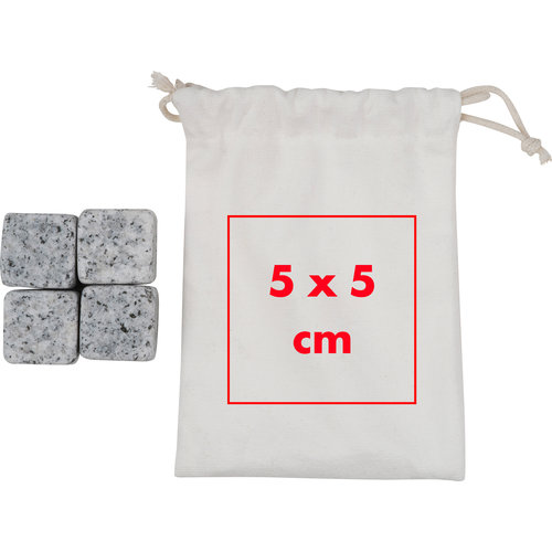 Gray stone ice cubes with bag.