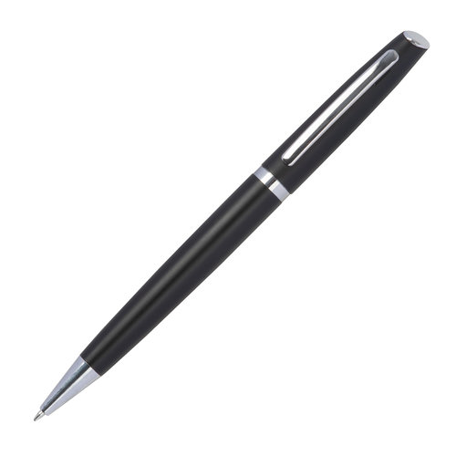 Black recycled aluminum writing set with ballpoint pen and case.