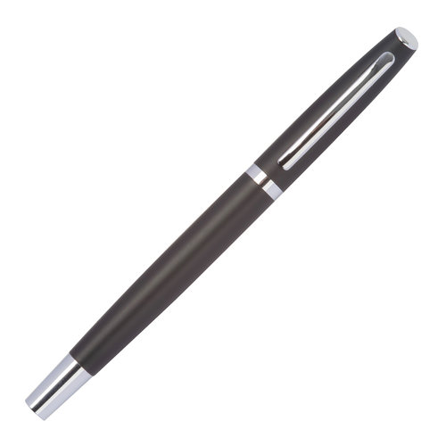 Black writing set made of recycled aluminum with ballpoint pen and case.