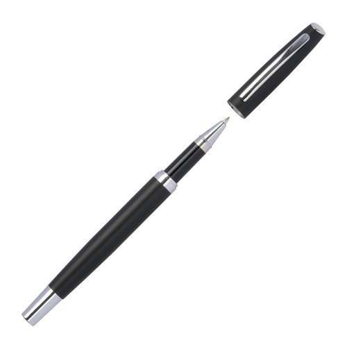 Black aluminum writing set with ballpoint pen and case.