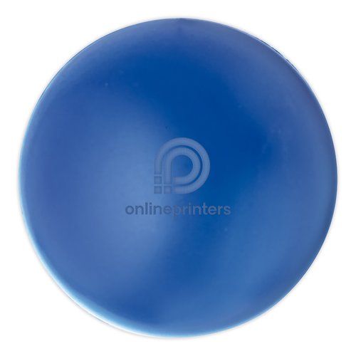 Blue PU anti-stress ball, round and dimensionally stable.