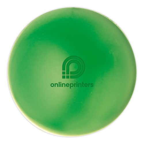 Green anti-stress ball made of soft material.