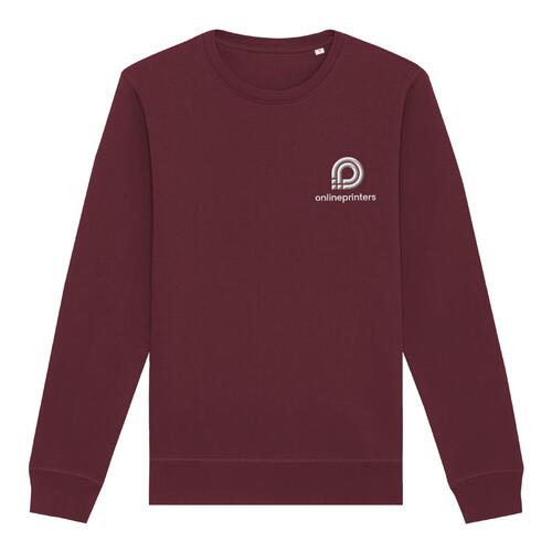 Burgundy organic cotton and polyester sweatshirt, unisex.