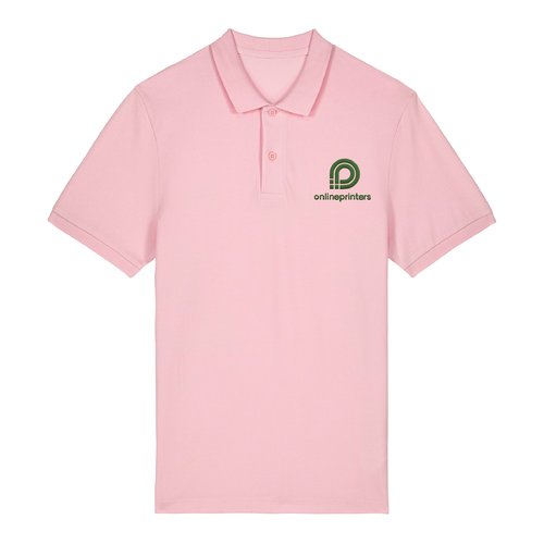 Pink organic cotton polo shirt for men.