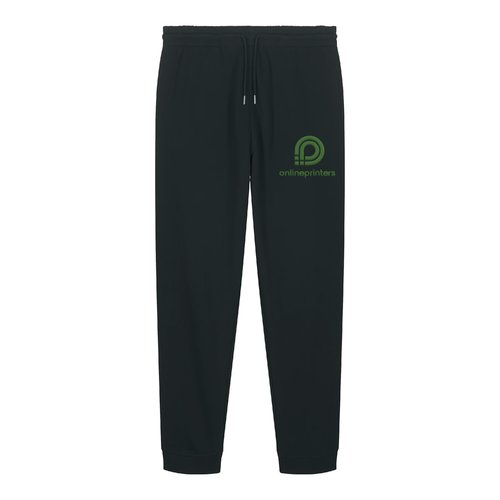 Patterned fabric jogging bottoms with drawstring.