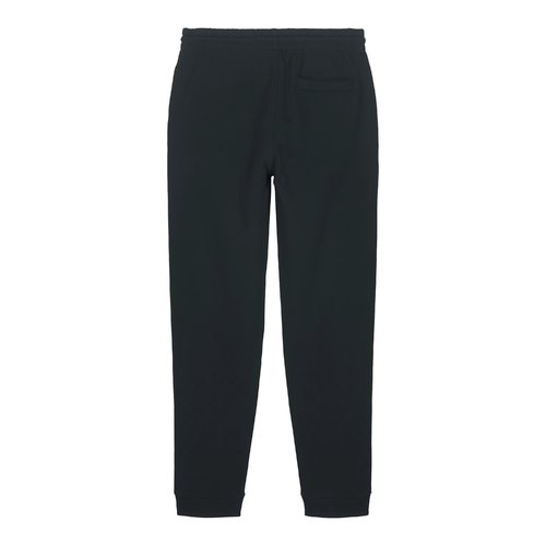 Black organic cotton sweatpants with elastic waistband.