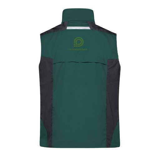 Dark green work vest made of polyester-cotton blend, unisex.