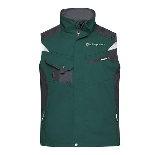 Unisex work vest made of durable material with multiple pockets.