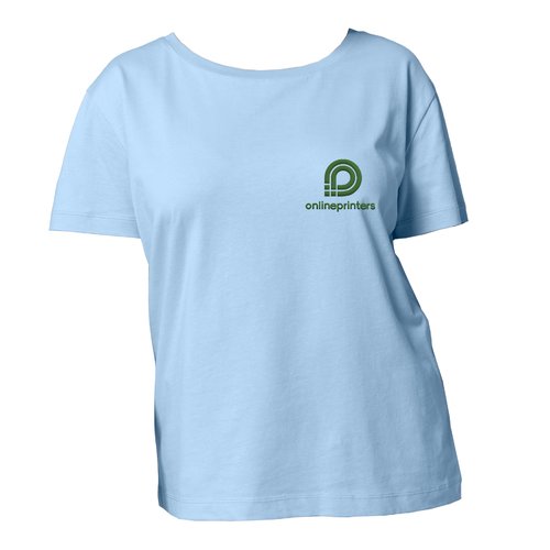 Sky blue women's T-shirt made of organic cotton with short sleeves.