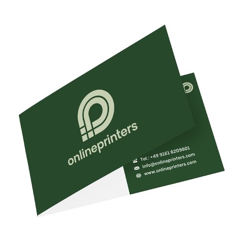 Paper folding business cards with one folding edge.