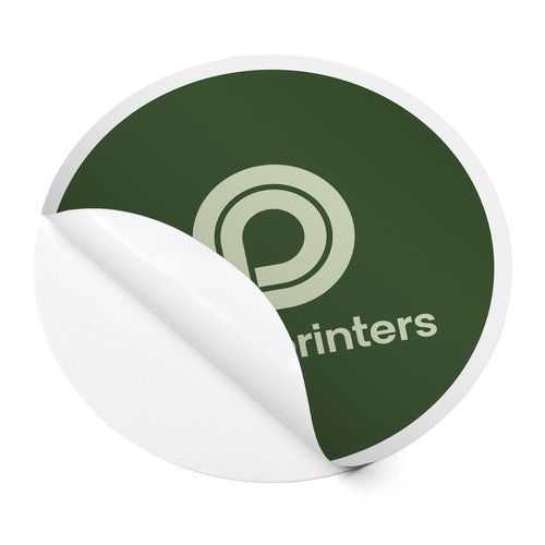 Round paper sticker in custom format.