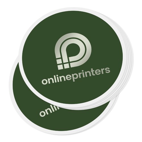 Green paper sticker, adhesive.