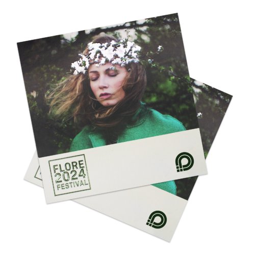 Paper portrait folding cards with partial raised varnish.