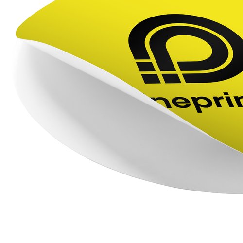 Round paper sticker in custom shape.