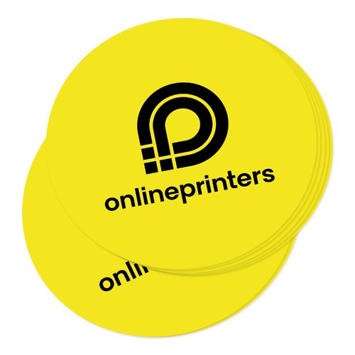 Yellow paper sticker in a custom shape.
