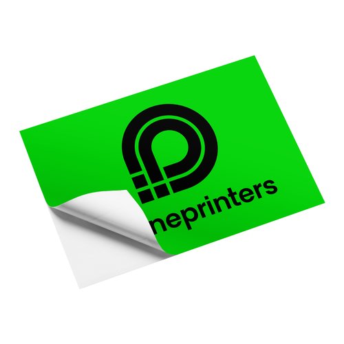 Square sticker made of flexible material in custom shape.
