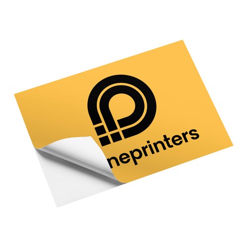 Square paper stickers in a custom shape, self-adhesive.