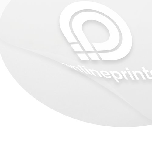 White paper sticker in custom shape.