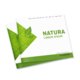 Square brochure made from sustainable paper.