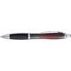Black plastic ballpoint pen with clip and push button.