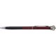 Black metal ballpoint pen with clip and crown.