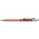 Rose metal ballpoint pen with clip and push mechanism.
