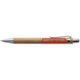Bamboo ballpoint pen with clip and push mechanism.