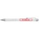 White ballpoint pen with touch pen and clip.