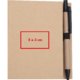 Brown notebook with pen holder and pen.